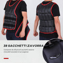 Giubbotto Zavorrato Unisex 20Kg 38 Pesi Singoli in Tessuto Oxford Nero e Rosso