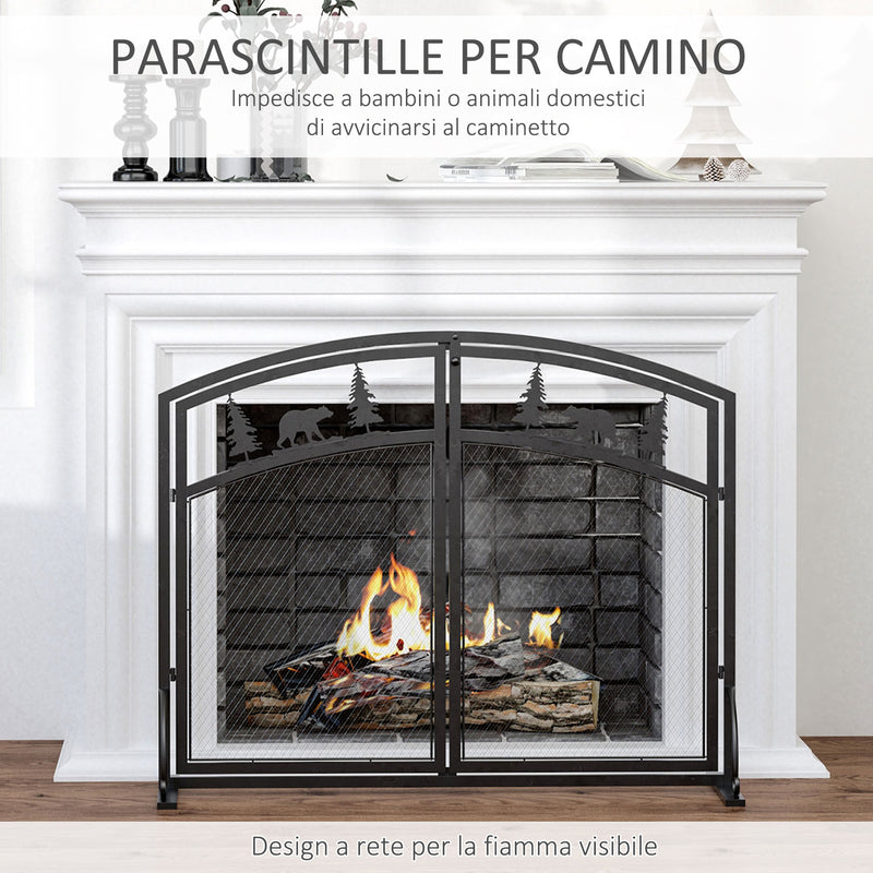 Parascintille con Antine 99x35x80 cm in Metallo Nero