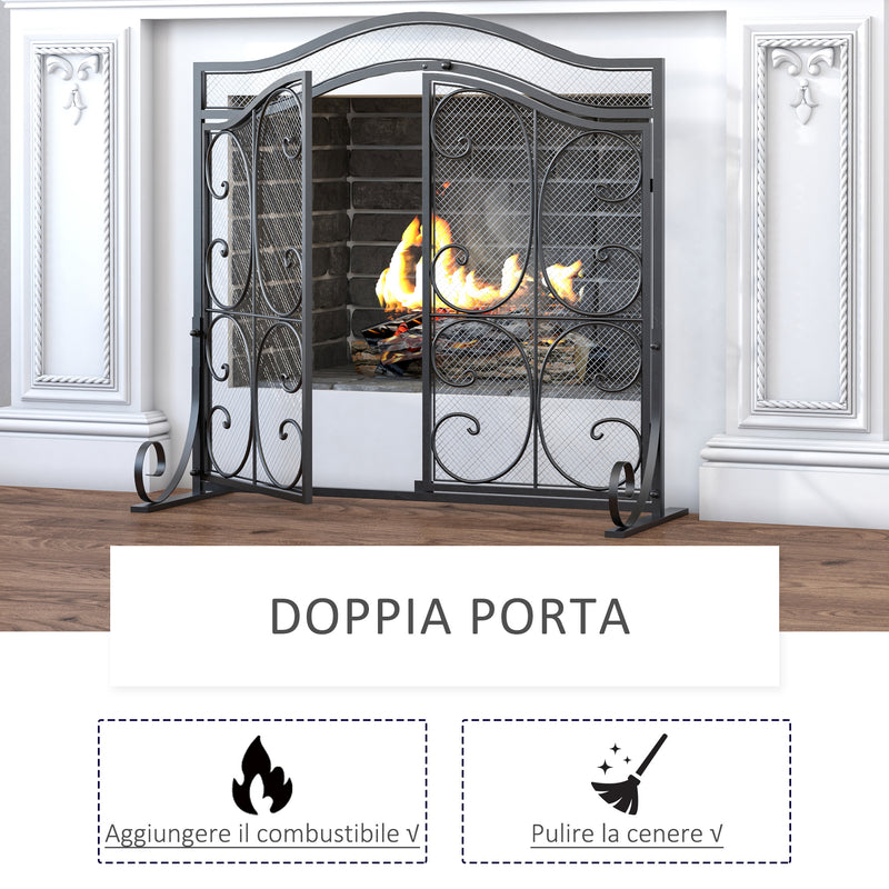 Parascintille con Antine 88x30x89 cm in Metallo Nero