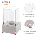 Camino a Bioetanolo da Tavolo 20x20x33 cm in Acciaio e Vetro Grigio