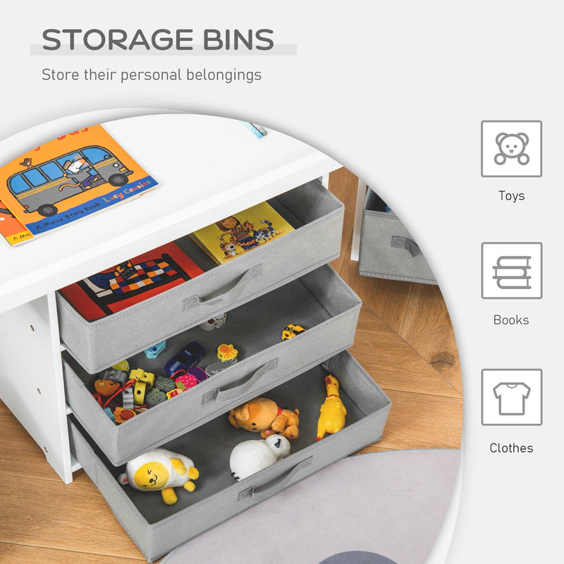 Set Tavolino con 2 Sedie per Bambini in MDF Bianco e Grigio