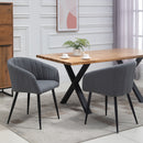 Set 2 Sedie Imbottite 62x56x76 cm in Tessuto Effetto Lino Grigio Scuro