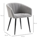 Set 2 Sedie Imbottite 62x56x76 cm in Tessuto Effetto Lino Grigio Chiaro