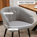 Set 2 Sedie Imbottite 62x56x76 cm in Tessuto Effetto Lino Grigio Chiaro