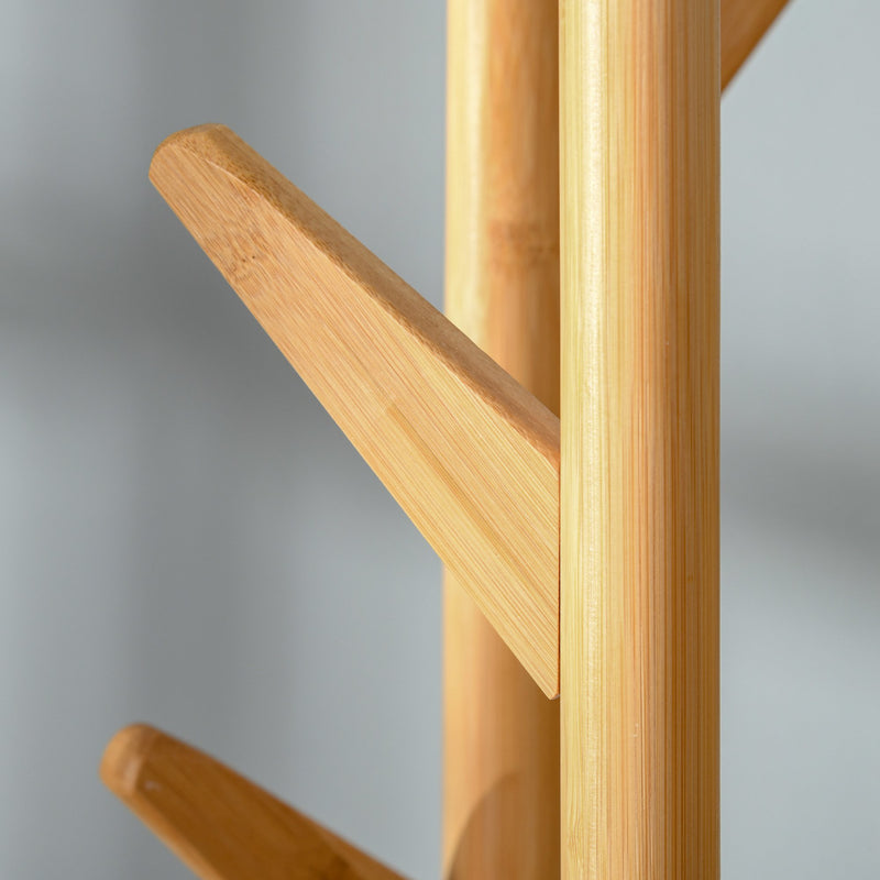 Appendiabiti da Terra 30,5x30,5x174,5 cm in Metallo e Bambù Legno e Bianco