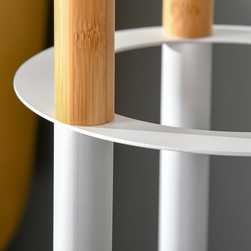 Appendiabiti da Terra 30,5x30,5x174,5 cm in Metallo e Bambù Legno e Bianco