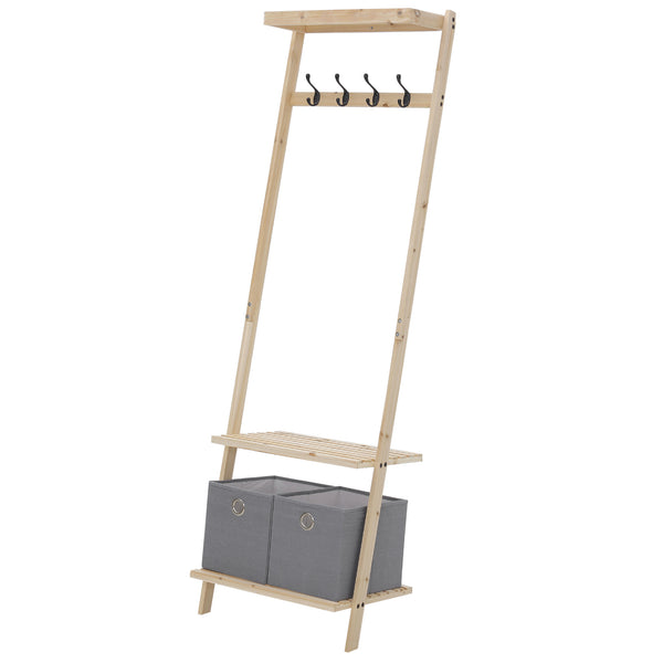 online Garderobenständer für den Eingang 55x37x173 cm in Naturholz