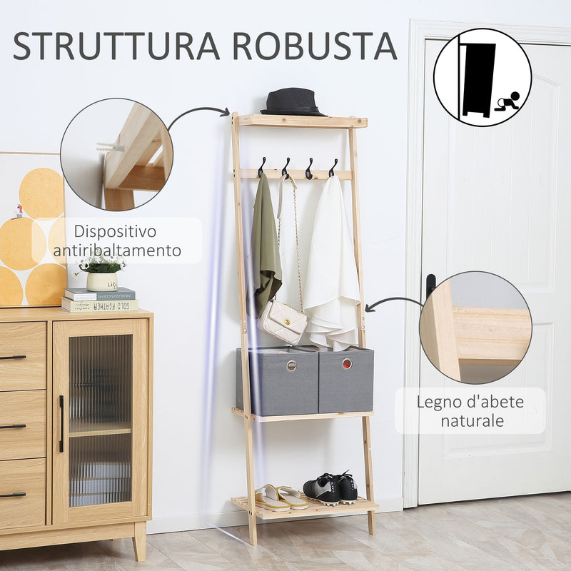 Appendiabiti per Ingresso 55x37x173 cm in Legno Naturale