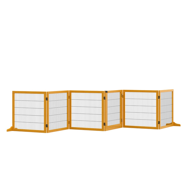 Faltbares Sicherheitsgitter für Haustiere 432 x 36 x 70 cm aus Holz und gelbem Stahl acquista