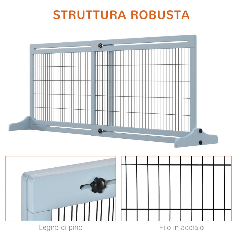 Cancelletto di Sicurezza Estensibile per Animali Domestici 104-183x36x69 cm in Legno e Acciaio Blu