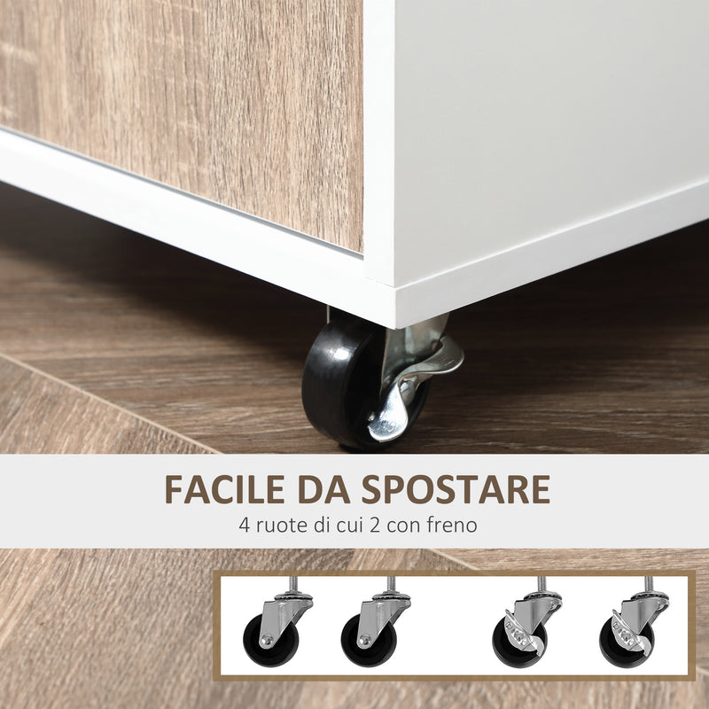 Carrello da Cucina 60x40x77 cm in Legno Bianco e Rovere