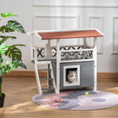 Cuccia per Gatti 77x50x73 cm con Terrazza e Scaletta Grigia