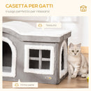 Cuccia per Gatti 63,5x37x40 cm in Legno e MDF Bianco e Grigio