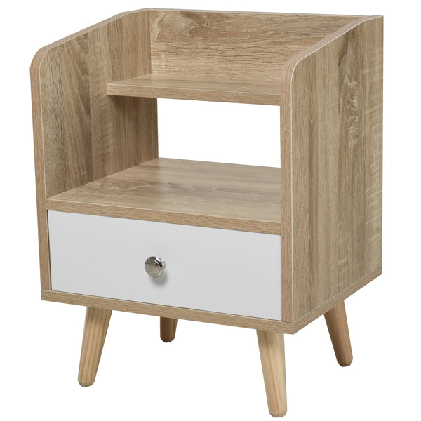 Nachttisch 1 Schublade und Regal 37x30x48 cm in Eiche und weißem Holz online
