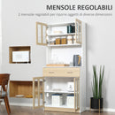 Mobile da Cucina Credenza 80x40x180 cm Ante in Vetro in Legno Bianco e Legno