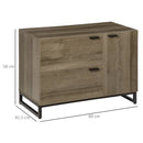 Mobile Credenza 2 Cassetti 1 Anta 80x41,5x58 cm in Legno e Metallo