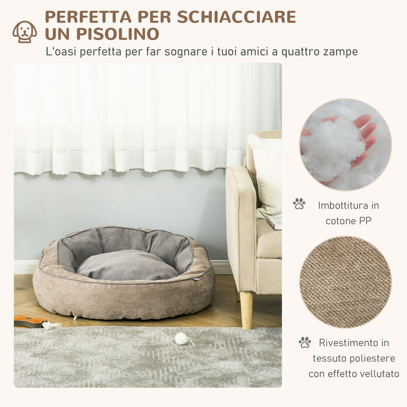 Cuccia Imbottita per Cani e Gatti 85x85x35 cm in Tessuto Grigio
