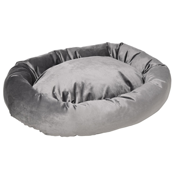 Gepolsterte Hundehütte 102 x 74 x 23 cm aus dunkelgrauem Samtstoff sconto