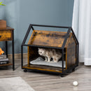 Cuccia per Gatti 60x50x60,5 cm in Legno e Acciaio Marrone Rustico