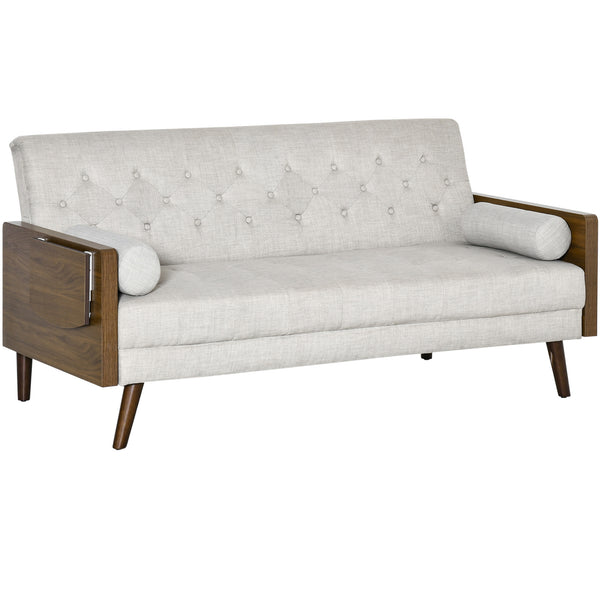 online 3-Sitzer Schlafsofa 200 x 88 x 89 cm mit beigen Seitenregalen