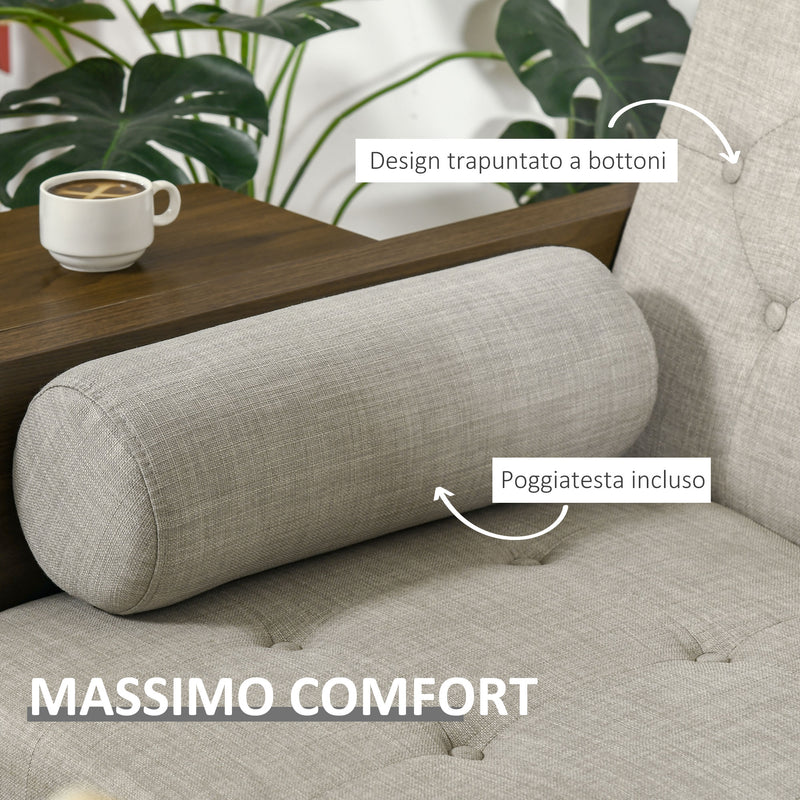 Divano Letto 3 Posti 200x88x89 cm con Mensole Laterali Beige