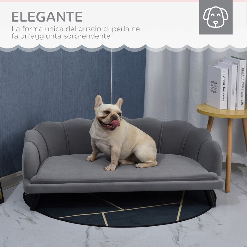 Divano per Cani Taglia Medio-Grande 98,5x60,5Px35 cm in tessuto Grigio