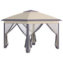 Gazebo da Giardino 330x330x288 cm con Zanzariera Beige