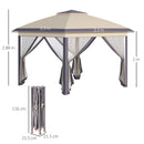 Gazebo da Giardino 330x330x288 cm con Zanzariera Beige