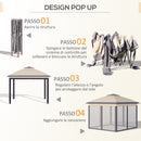 Gazebo da Giardino 330x330x288 cm con Zanzariera Beige