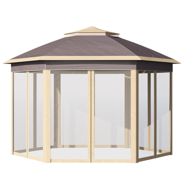Gartenpavillon 405 x 340 x 285 cm mit beigem Moskitonetz prezzo