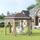 Gazebo da Giardino 405x340x285 cm con Zanzariera Beige