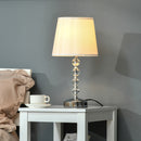 Lampada da Tavolo 2 Porte USB Ø23x45 cm E27 Paralume in tessuto Bianco e Argento