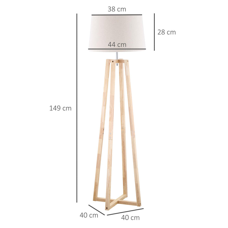 Lampada da Terra Ø44x149 cm E27 Paralume in Tessuto Bianco