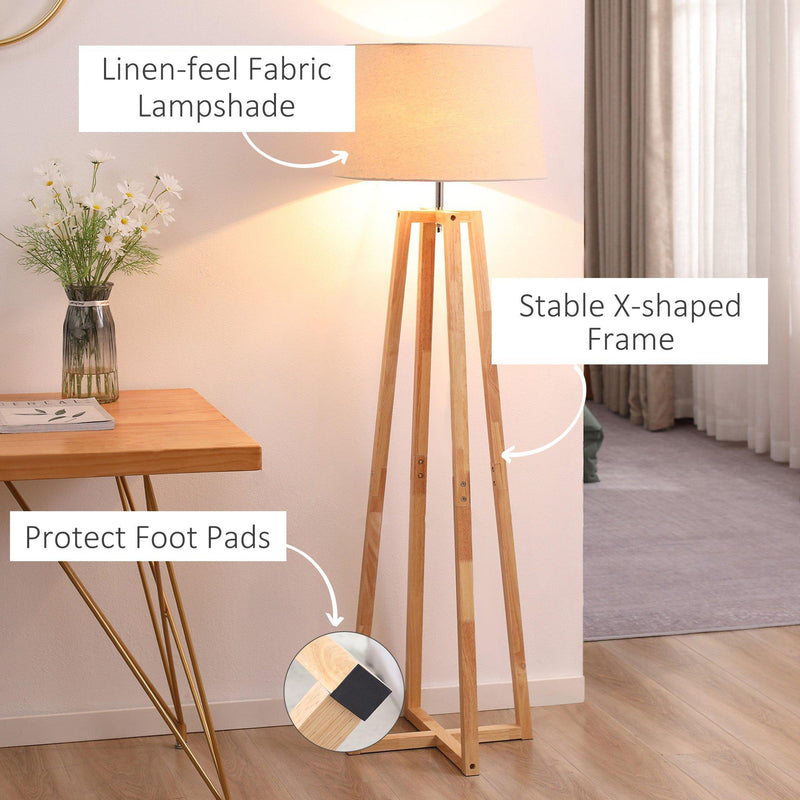 Lampada da Terra Ø44x149 cm E27 Paralume in Tessuto Bianco