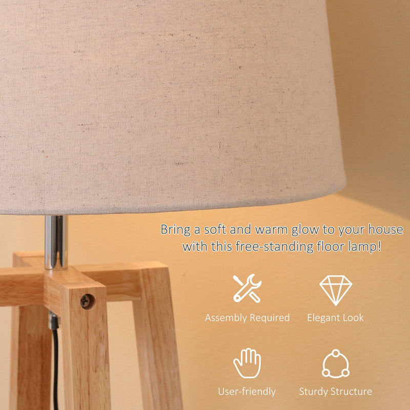 Lampada da Terra Ø44x149 cm E27 Paralume in Tessuto Bianco