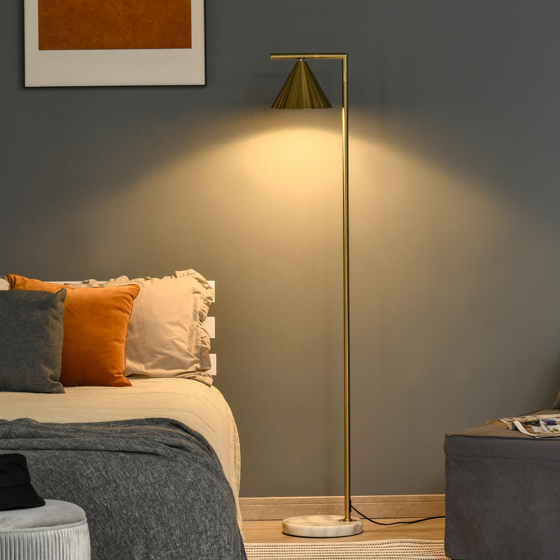 Lampada da Terra 31x26x153 cm E27 Paralume Regolabile 350° Oro