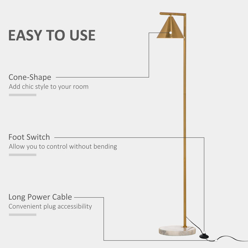 Lampada da Terra 31x26x153 cm E27 Paralume Regolabile 350° Oro