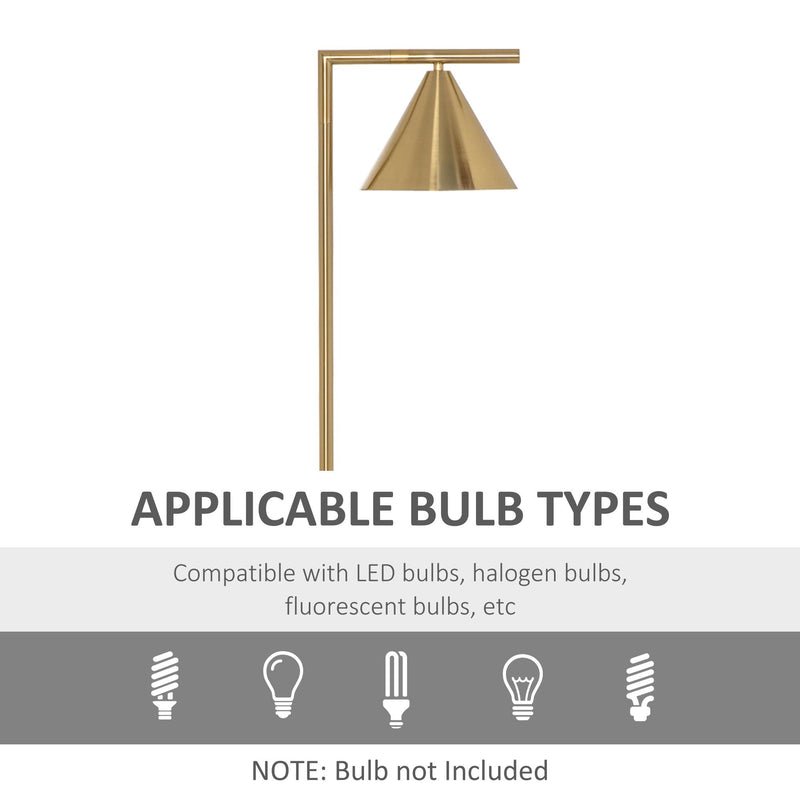 Lampada da Terra 31x26x153 cm E27 Paralume Regolabile 350° Oro