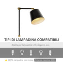 Lampada da Terra 50x30x165 cm E27 con Ripiano Nero e Oro
