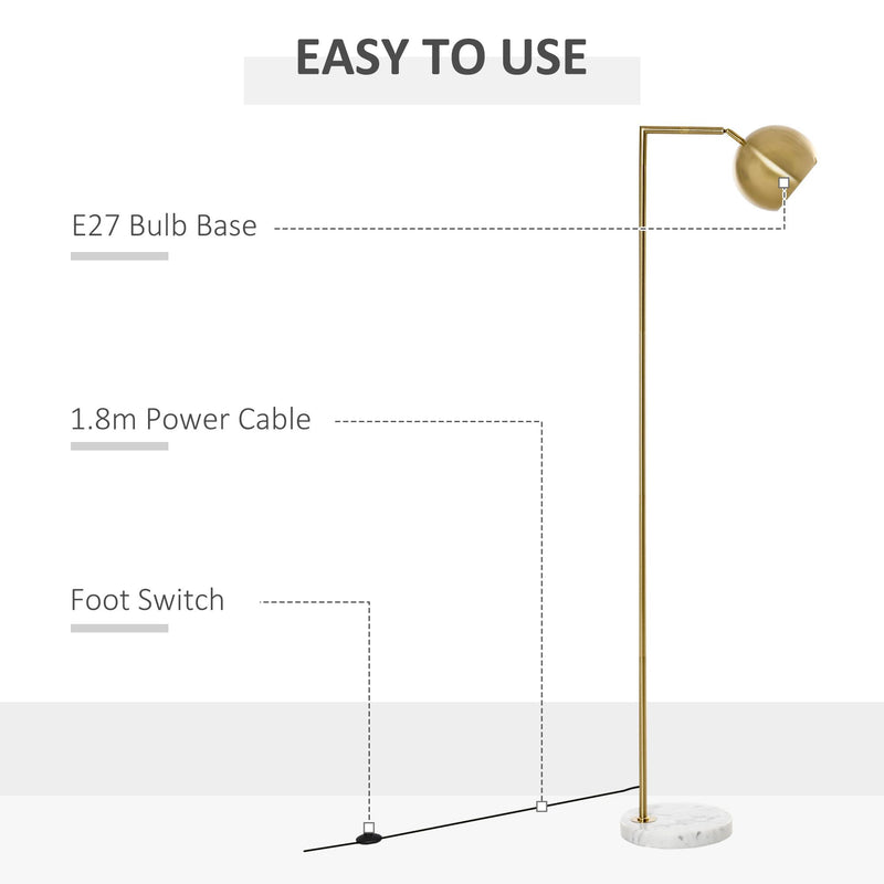 Lampada da Terra 38x26x165 cm E27 Paralume Regolabile Oro