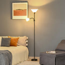 Lampada da Terra 42x24x178 cm 2 Paralumi E14 E27 Nera