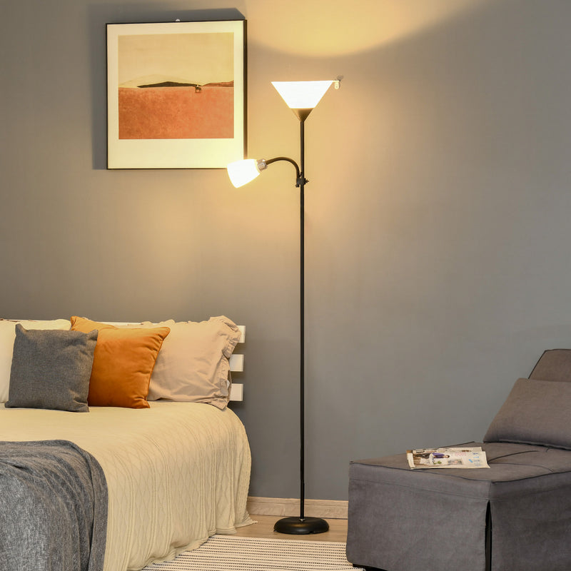 Lampada da Terra 42x24x178 cm 2 Paralumi E14 E27 Nera