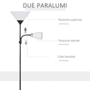 Lampada da Terra 42x24x178 cm 2 Paralumi E14 E27 Nera