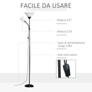 Lampada da Terra 42x24x178 cm 2 Paralumi E14 E27 Nera