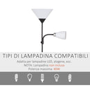 Lampada da Terra 42x24x178 cm 2 Paralumi E14 E27 Nera