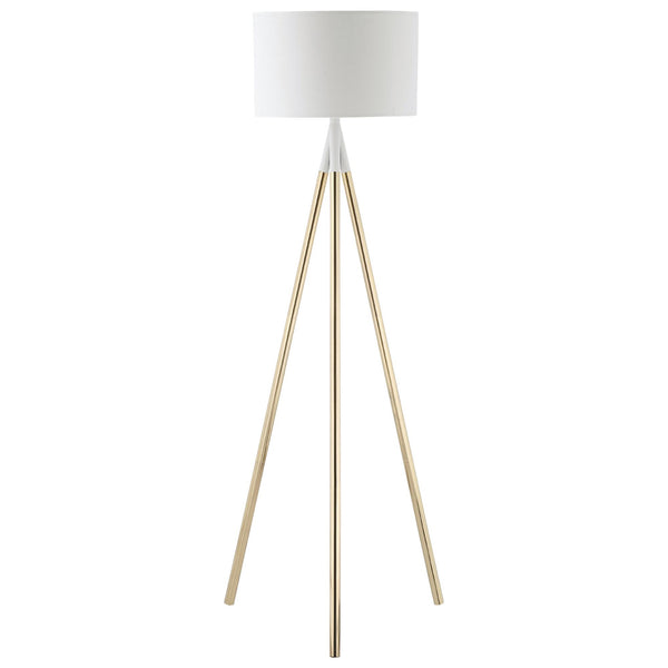 Stehlampe 53x53x144 cm E27 Lampenschirm aus weißem und goldenem Stoff online