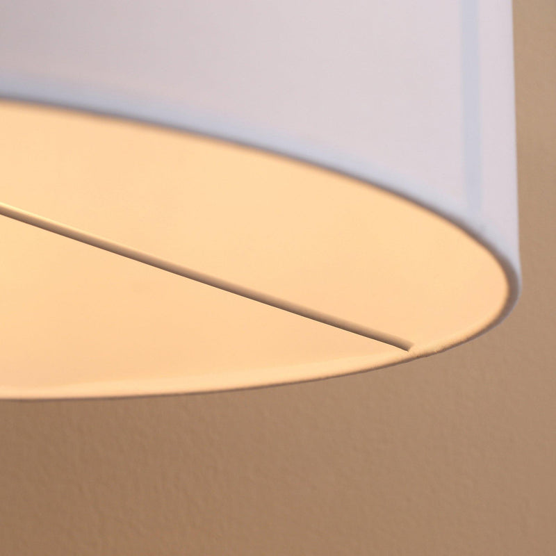 Lampada da Terra 53x53x144 cm E27 Paralume in Tessuto Bianco e Oro