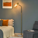 Lampada da Terra 50x25x160 cm E27 Paralume in Vetro Nero e Oro