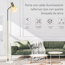 Lampada da Terra 50x25x160 cm E27 Paralume in Vetro Nero e Oro