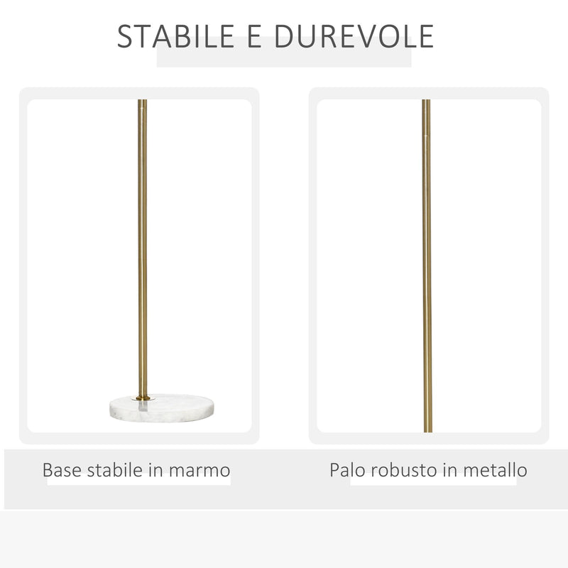 Lampada da Terra 50x25x160 cm E27 Paralume in Vetro Nero e Oro